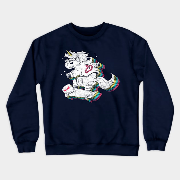 Rainbow Skate Unicorn  - Cute Sparkle Skater Xmas Gift Crewneck Sweatshirt by eduely